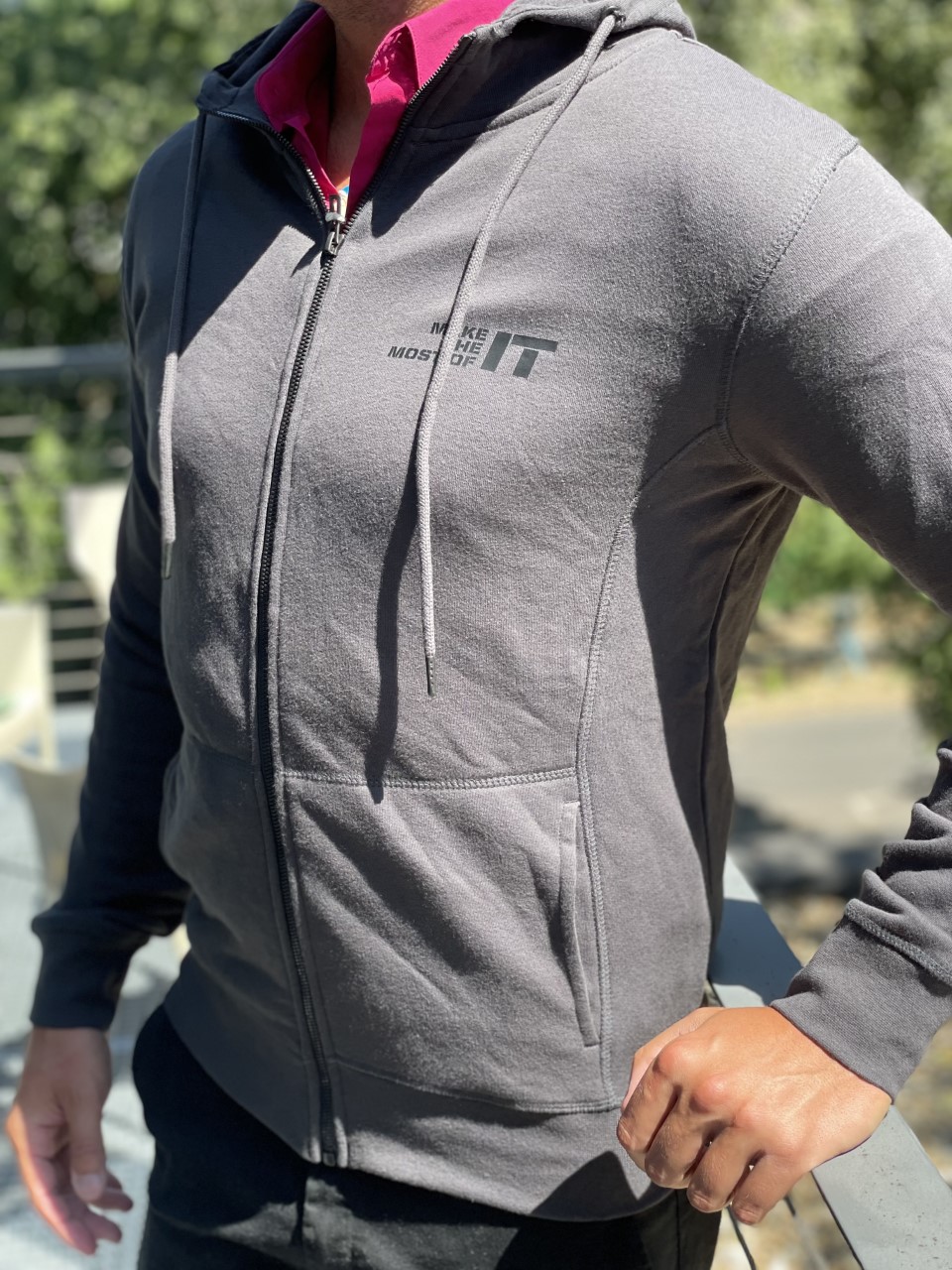 Férfi Cipzáros Pulóver – Szürke