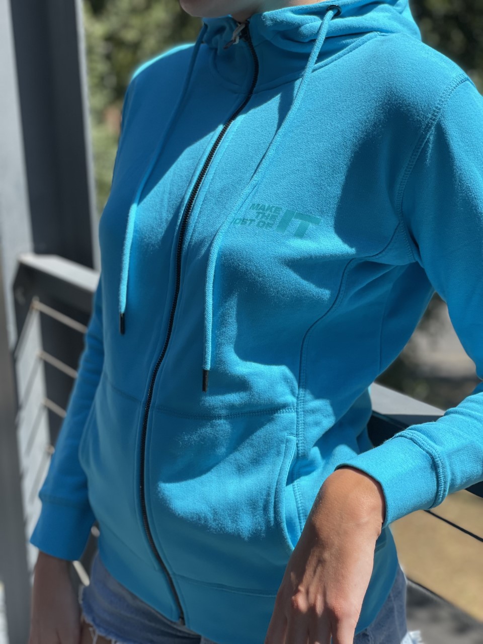 Női Cipzáros Pulóver – Türkiz